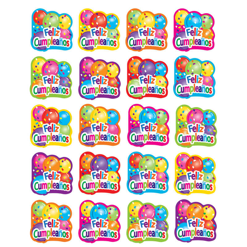 Teacher Created Resources Feliz Cumpleanos Stickers, 120 Per Pack, 12 Packs