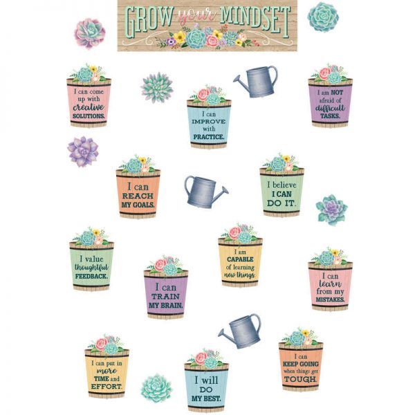 Teacher Created Resources Rustic Bloom Grow Your Mindset Mini Bulletin Board Set