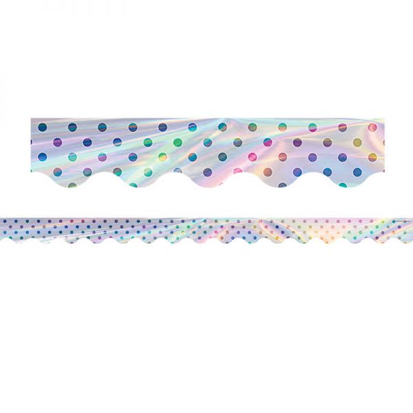Teacher Created Resources Iridescent Polka Dots Scalloped Border Trim, 35 Feet Per Pack, 6 Packs