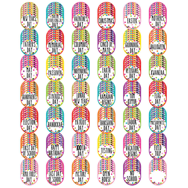 Teacher Created Resources Confetti Holidays and Special Events Calendar Days, 42 Per Pack, 6 Packs