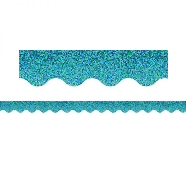 Teacher Created Resources Teal Sparkle Scalloped Border Trim, 35 Feet