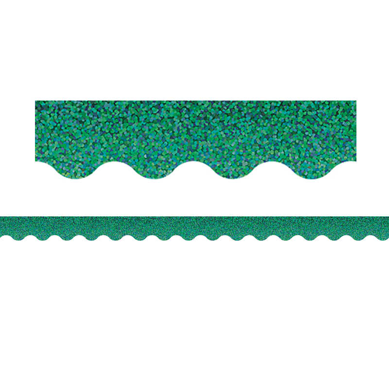 Teacher Created Resources Green Sparkle Scalloped Border Trim, 35 Feet