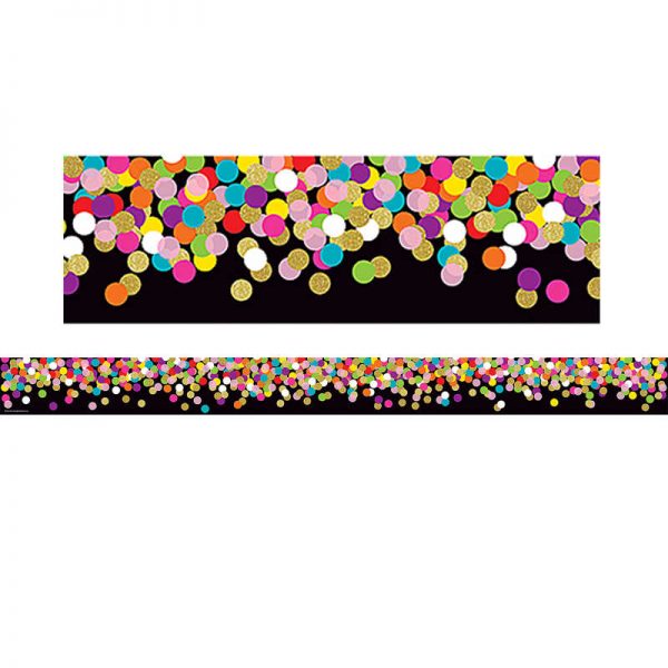 Teacher Created Resources Colorful Confetti on Black Straight Border Trim, 35 Feet