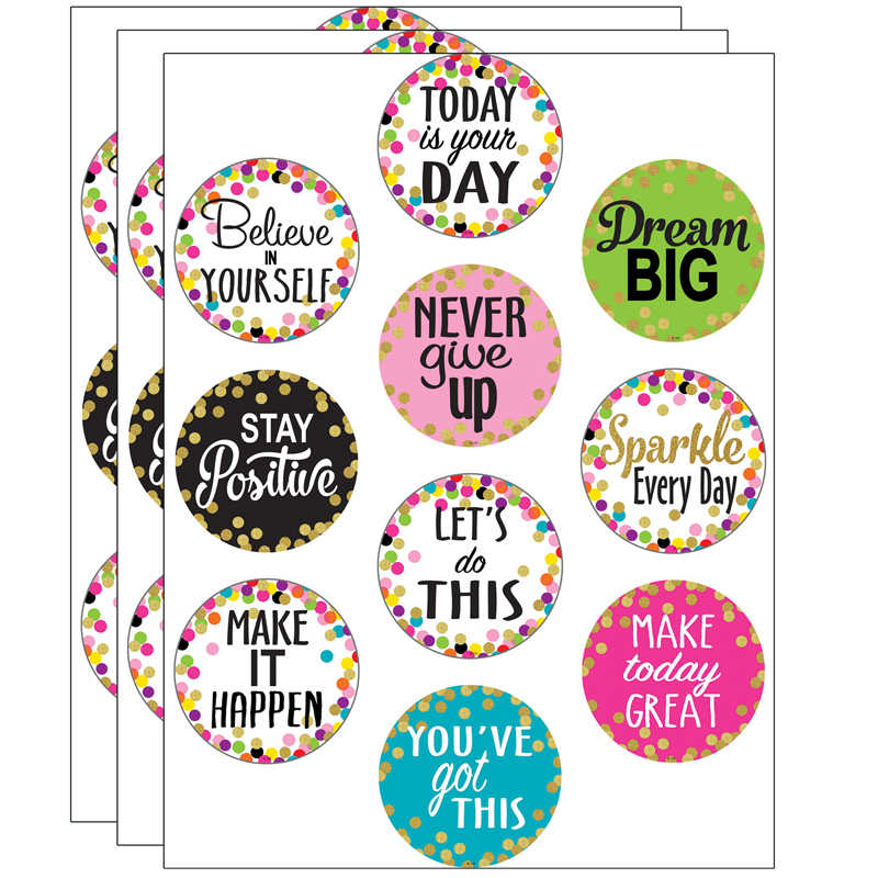 Teacher Created Resources Confetti Positive Sayings Accents, 30 Per Pack, 3 Packs