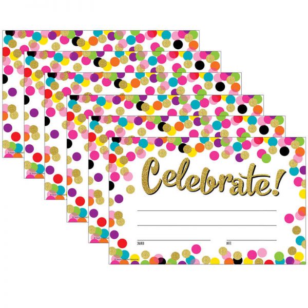 Teacher Created Resources Confetti Celebrate! Awards, 25 Per Pack, 6 Packs