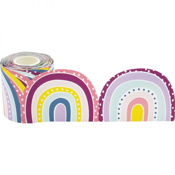 Teacher Created Resources Oh Happy Day Rainbows Die-Cut Rolled Border Trim, 50 Feet
