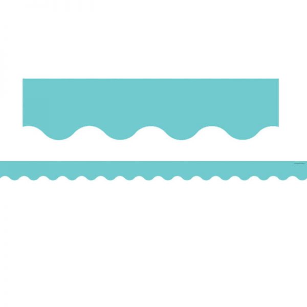 Teacher Created Resources Light Turquoise Scalloped Rolled Border Trim, 50 Feet