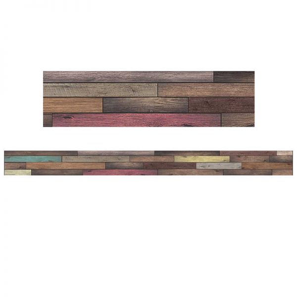 Teacher Created Resources Reclaimed Wood Straight Rolled Border Trim, 50 Feet