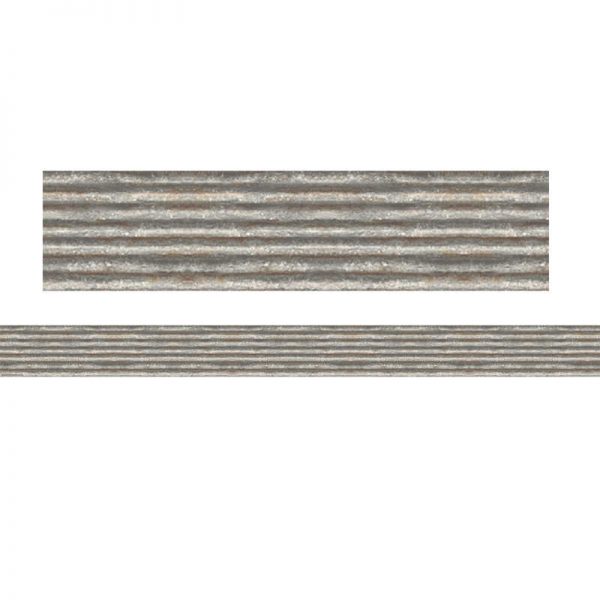 Teacher Created Resources Corrugated Metal Straight Rolled Border Trim, 50 Feet