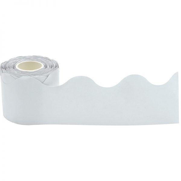 Teacher Created Resources White Scalloped Rolled Border Trim, 50 Feet