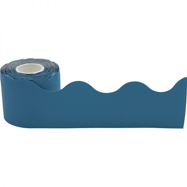 Teacher Created Resources Slate Blue Scalloped Rolled Border Trim, 50 Feet