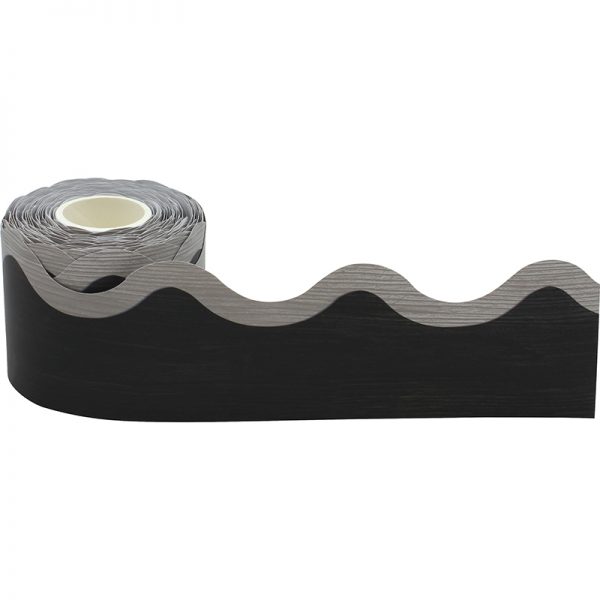Teacher Created Resources Modern Farmhouse Black with Gray Scalloped Rolled Border Trim, 50 Feet