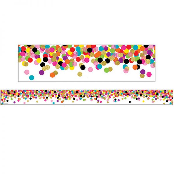 Teacher Created Resources Confetti Straight Rolled Border Trim, 50 Feet