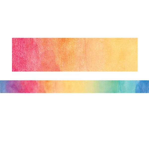 Teacher Created Resources Watercolor Straight Rolled Border Trim, 50 Feet