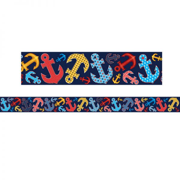 Teacher Created Resources Anchors Straight Rolled Border Trim, 50 Feet