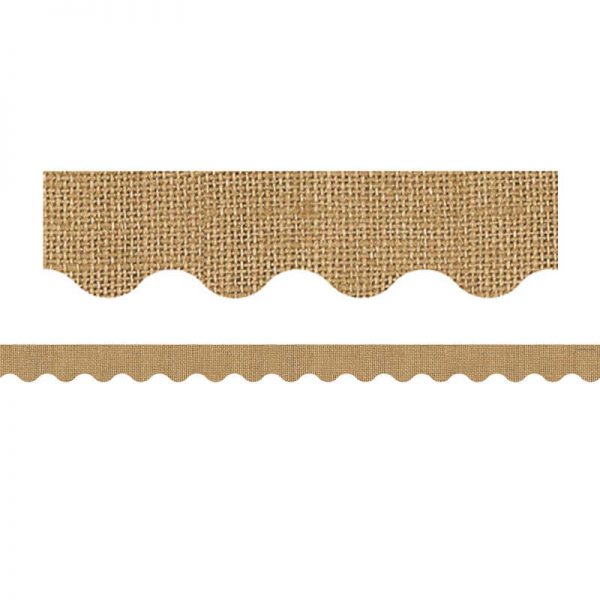 Teacher Created Resources Burlap Scalloped Rolled Border Trim, 50 Feet