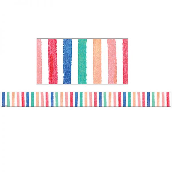 Teacher Created Resources Watercolor Stripes Straight Border Trim, 35 Feet