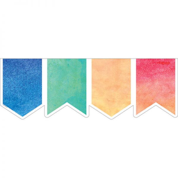 Teacher Created Resources Watercolor Pennants Big Big Border, 43.75 Feet