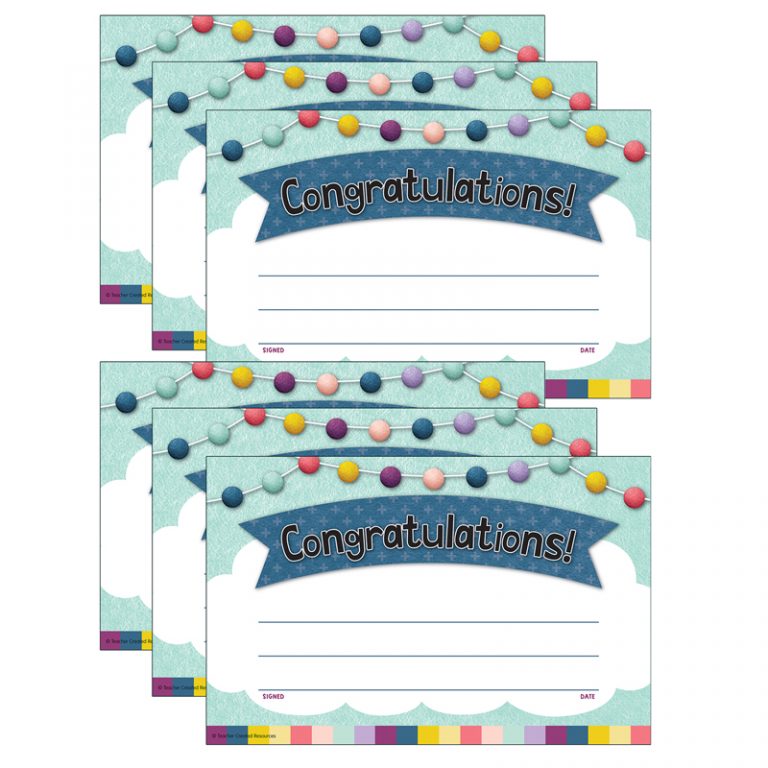 Teacher Created Resources Oh Happy Day Congratulations Awards, 30 Per Pack, 6 Packs