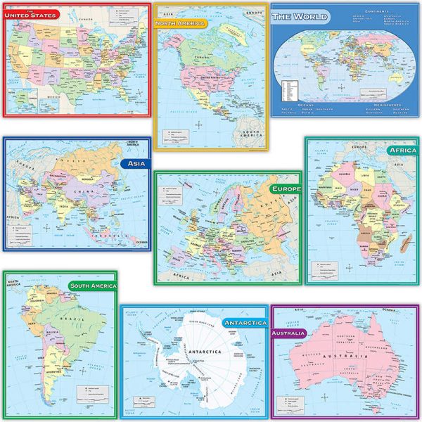 Teacher Created Resources Map Charts Set, Set of 9