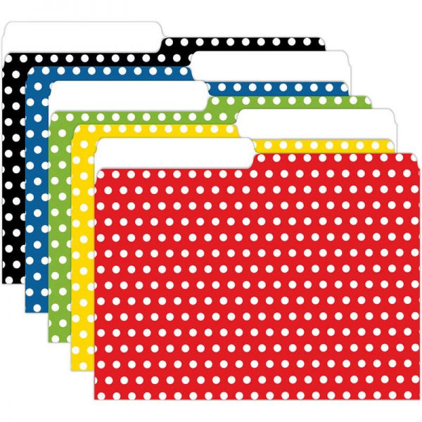 Top Notch Teacher Products Assorted Polka Dots Mini File Folders, 4" x 6", 25/pkg