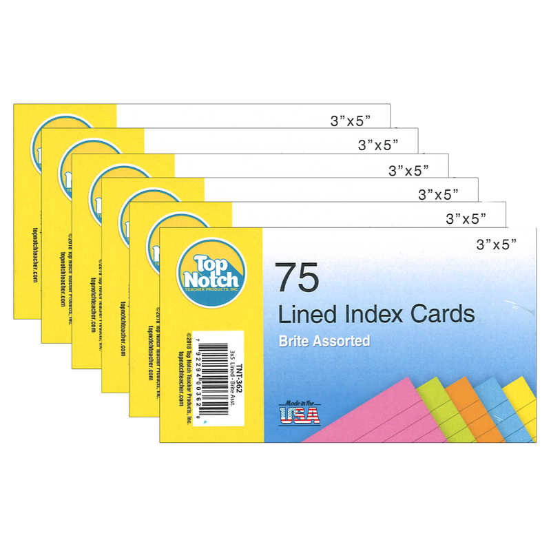 TeachersParadise Top Notch Teacher Products Index Cards Lined 3" x 5