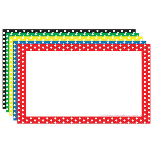 Top Notch Teacher Products Border Index Cards, 3" x 5" Blank, Polka Dot, 75 Per Pack, 6 Packs