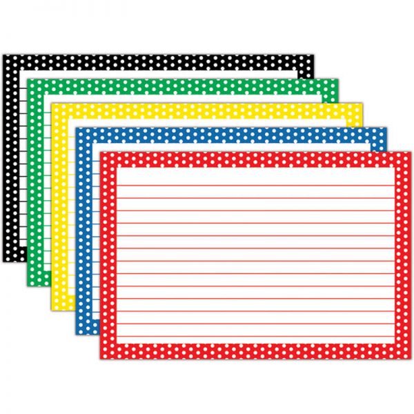 Top Notch Teacher Products Border Index Cards, 4" x 6" Lined, Polka Dot, 75ct