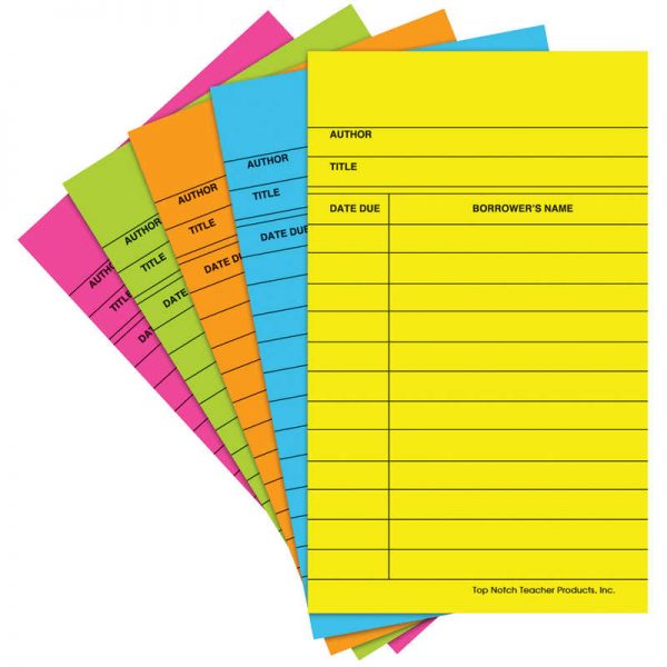Top Notch Teacher Products Library Cards, Brite Colors, 50 Per Pack, 6 Packs