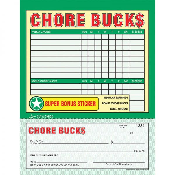 Top Notch Teacher Products Chore Bucks, 26 Sheets Per Pad