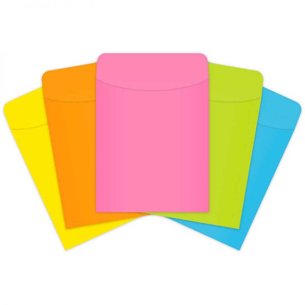 Top Notch Teacher Products Peel & Stick Pockets, Brite Colors, Pack of 25