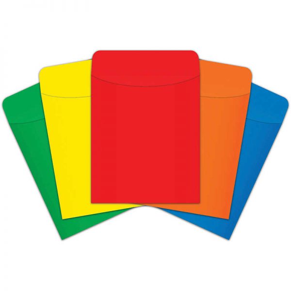 Top Notch Teacher Products Peel & Stick Pockets, Primary Colors, Pack of 25