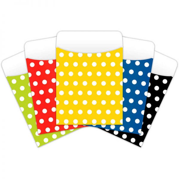 Top Notch Teacher Products Peel & Stick Pockets, Polka Dots Print, 25/pkg