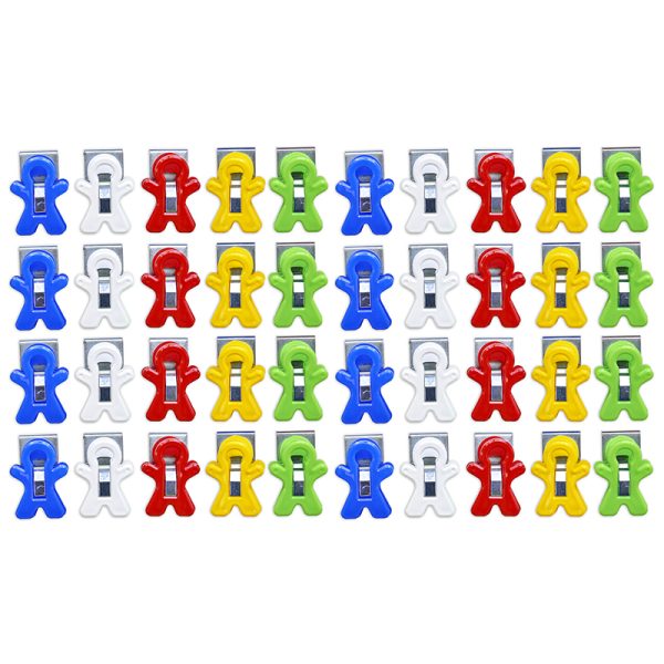 The Pencil Grip™ Magnet Man Magnetic Clip, Assorted Colors, 40-Piece Bucket