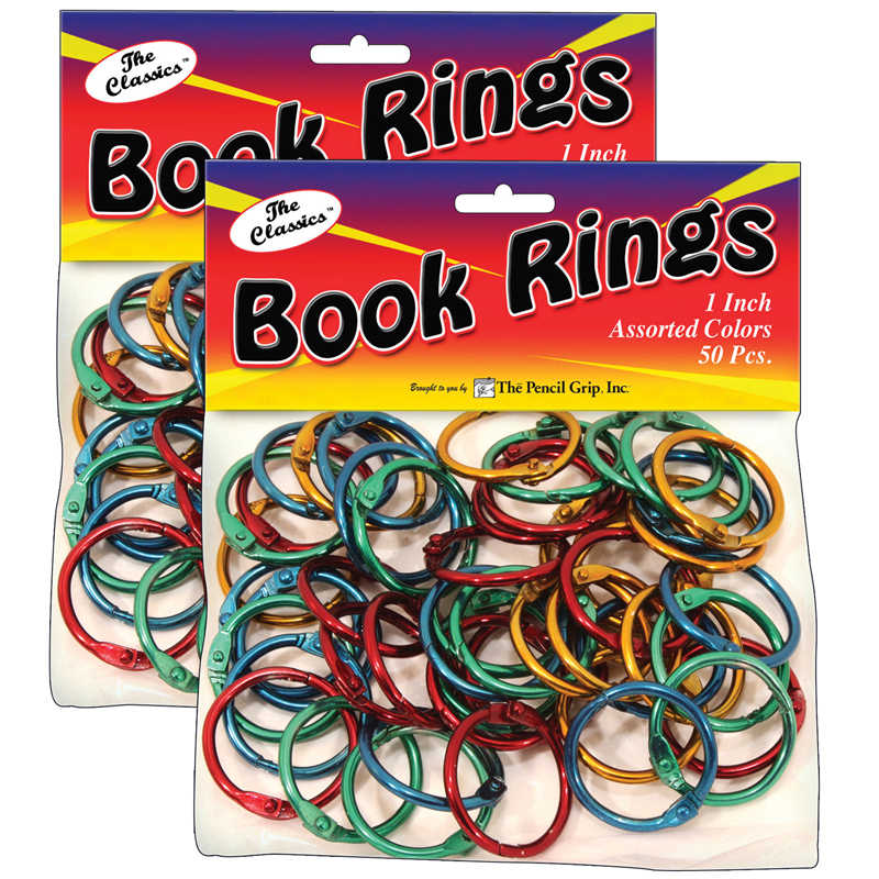 The Pencil Grip™ The Classics™ Book Rings, Assorted Colors, 50 Pack Per Pack, 2 Packs
