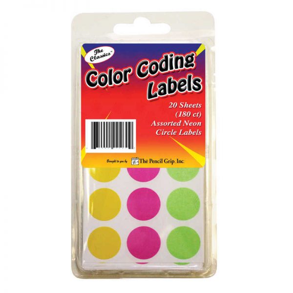 The Pencil Grip™ Color Coding Circle Labels, Neon, Pack of 180