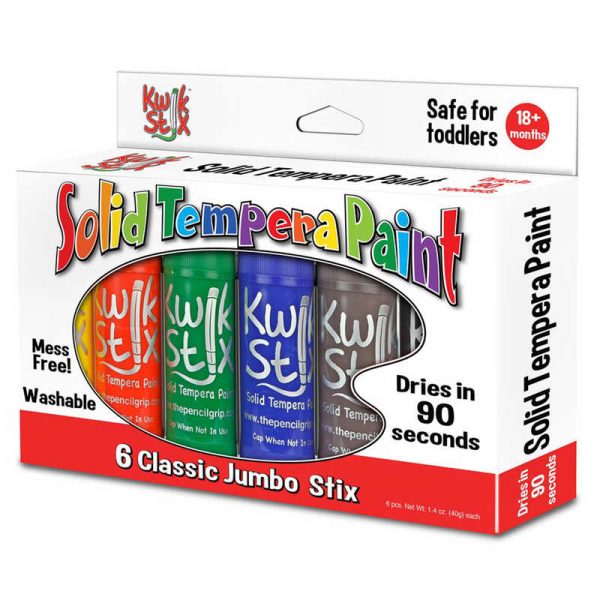 The Pencil Grip Jumbo Kwik Stix Solid Paint, 6 Classic Colors