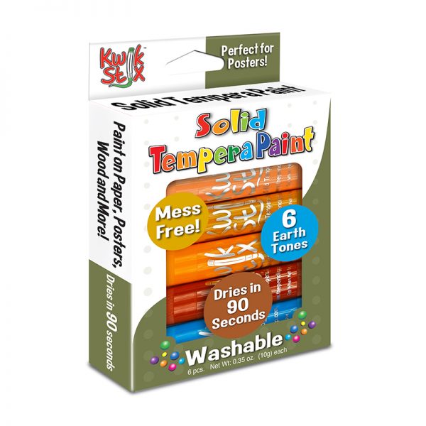 Kwik™ Stix Tempera Paint, Earth Tones, 6 Colors