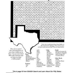 Texas Word Search – Search and Learn About Our Fifty States by Gary Grimm & Associates – GGA524