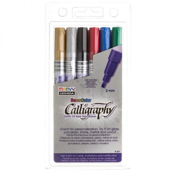 Marvy Uchida® Calligraphy Paint Marker Set, 6 Colors