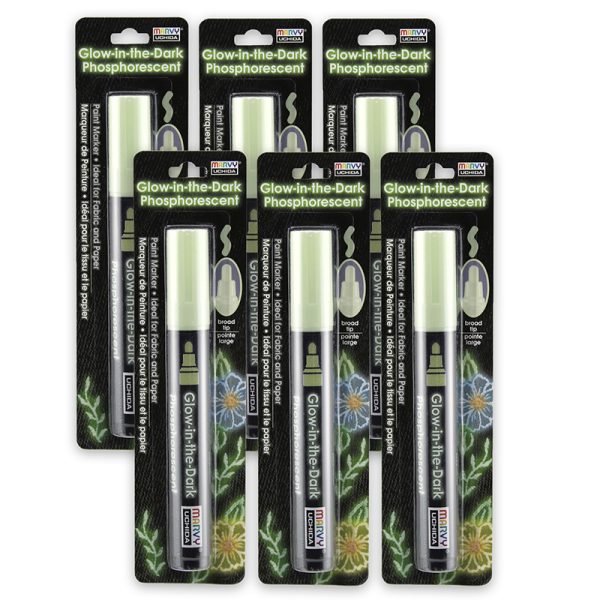 Marvy Uchida® Glow In The Dark Green Fabric Marker, Pack of 6