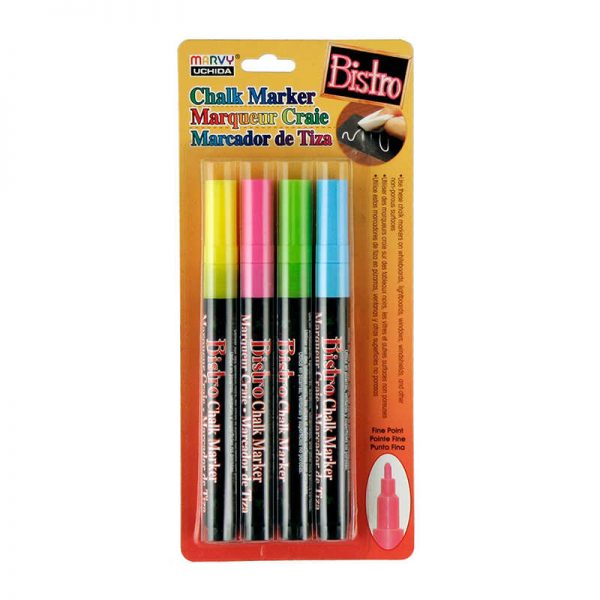Marvy Uchida® Fine Tip Chalk Marker Set - Fluorescent Colors