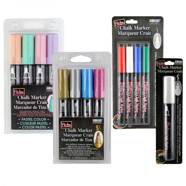 Marvy Uchida® Bistro Chalk Markers, Chisel, Fine & Broad Tip, 13 Color Set