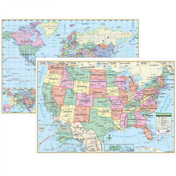 Kappa Map U.S. & World Wall Map Combo