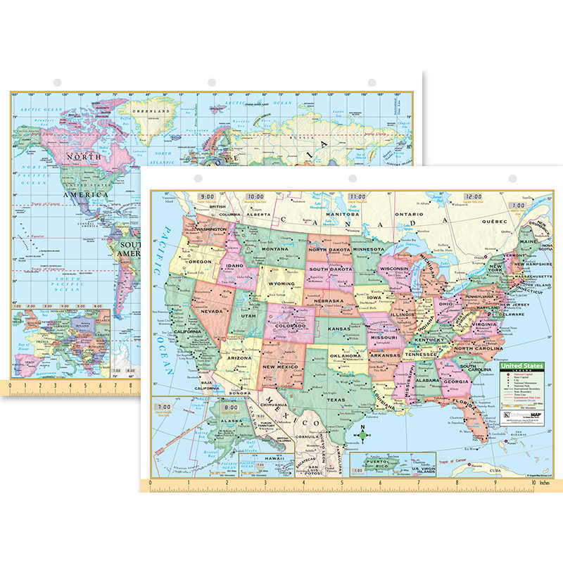 Kappa Maps United States World Notebook Map 