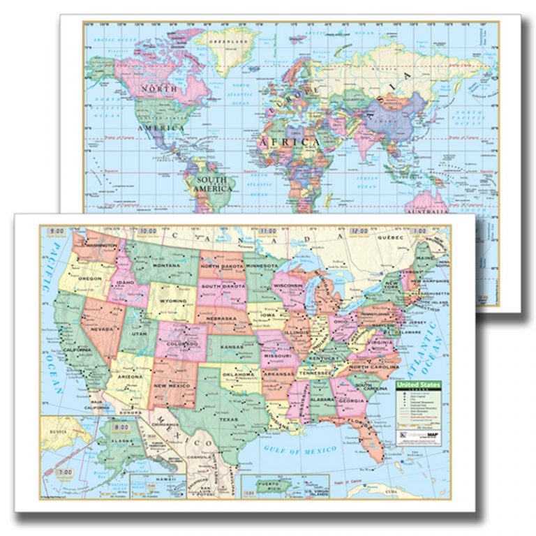 Kappa Map Laminated US/World Notebook Maps, Pack of 10