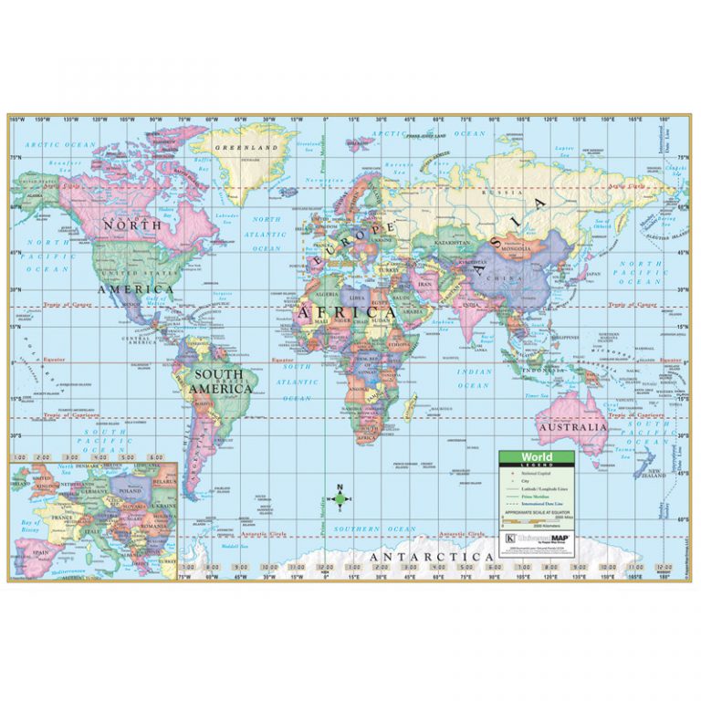 Kappa Map Laminated World Notebook Maps with World Facts, Pack of 10