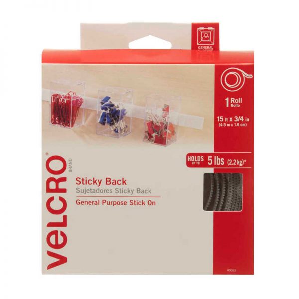 VELCRO® Brand Sticky Back Tape, 5 yds x 3/4", White