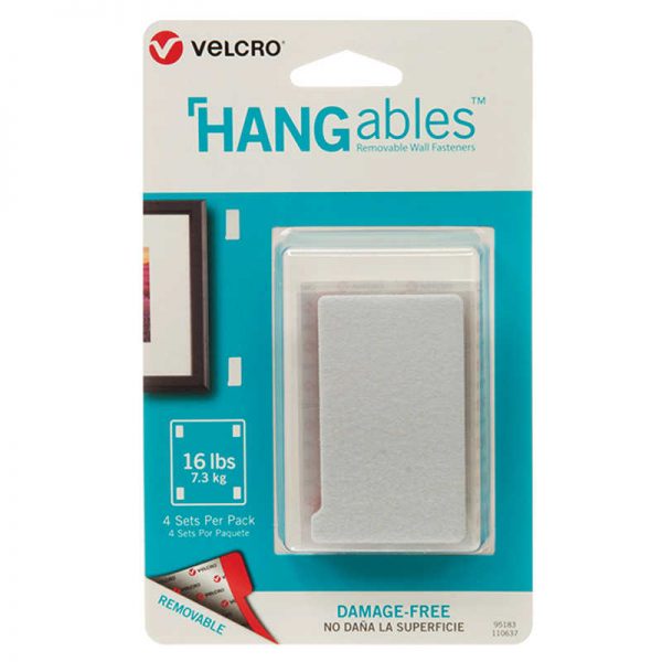 VELCRO® HANGables™ Removable Wall Fasteners 3in x 1-3/4in Strips, 4 ct