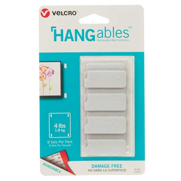 VELCRO® HANGables™ Removable Wall Fastenres 1 3/4in x 3/4in Strips, 8 ct